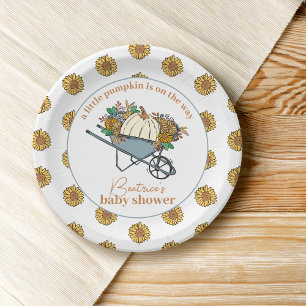 Little Pumpkin Country Garden Fall Baby Shower Paper Plates