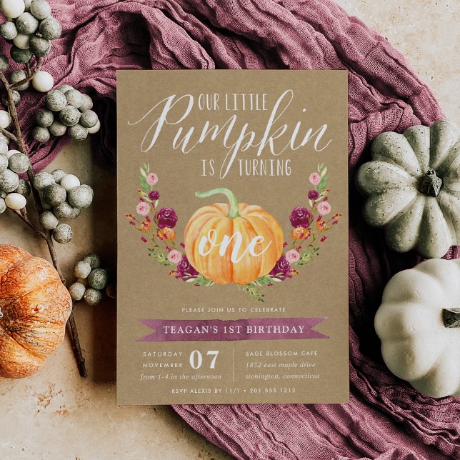 Little Pumpkin Custom Age Birthday Party Invitation (Creator Uploaded)