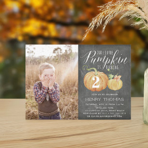 Little Pumpkin Custom Age Birthday Party Photo Invitation