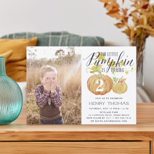 Little Pumpkin Custom Age Birthday Party Photo Invitation