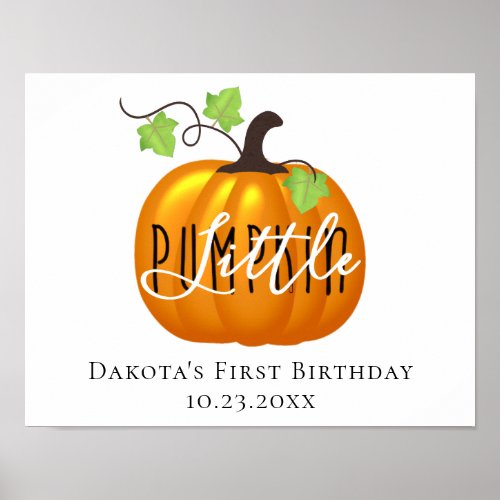 Little Pumpkin  Cute Gender Neutral Baby Poster