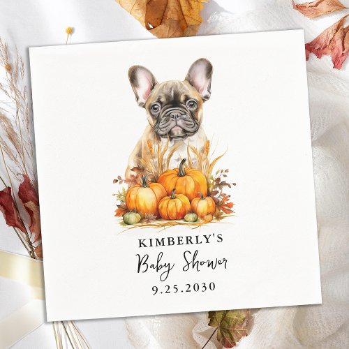 Little Pumpkin Cute Puppy Simple Fall Baby Shower Napkins