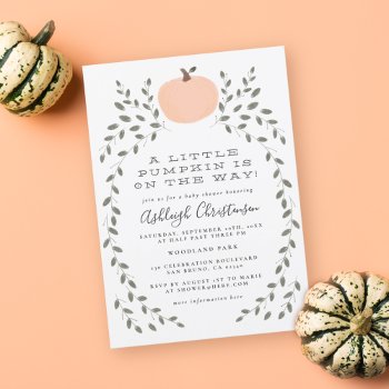 Little Pumpkin Cute Rustic Hand Drawn Baby Shower Invitation by Cali_Graphics at Zazzle