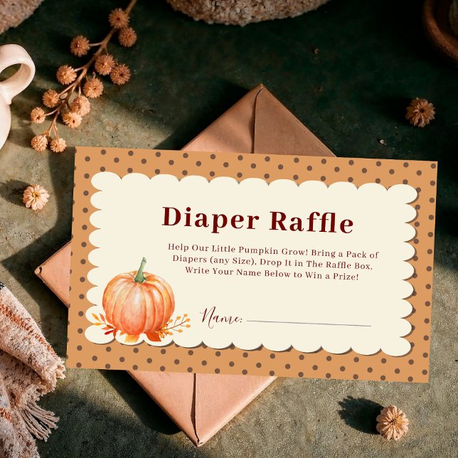Little Pumpkin Diaper Raffle Baby Shower Fall  Enclosure Card (diaper raffle baby shower pumpkin fall theme)