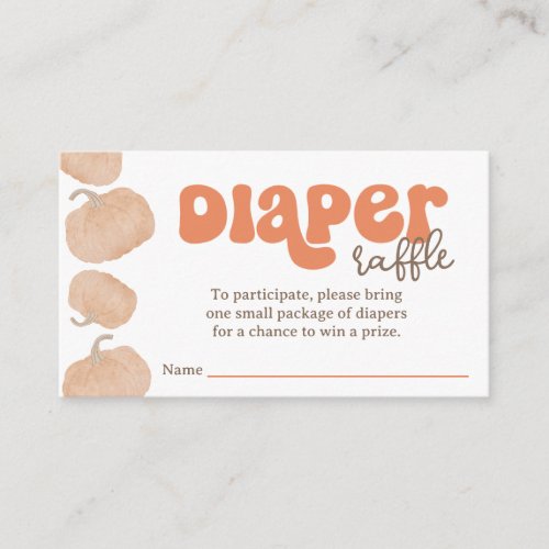 Little Pumpkin Diaper Raffle Baby Shower Game Enclosure Card