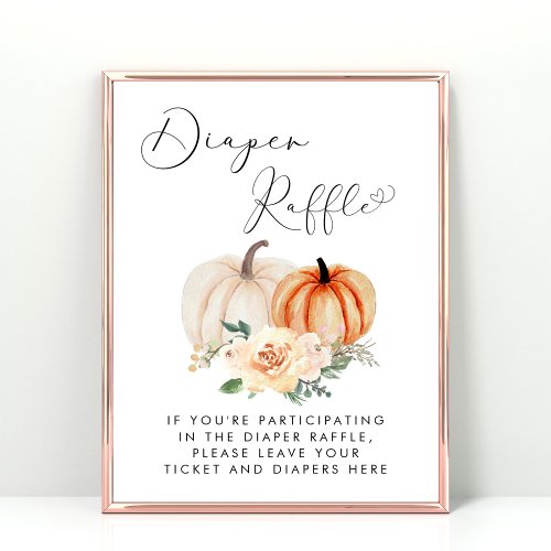 Little Pumpkin Diaper Raffle Baby Shower Poster