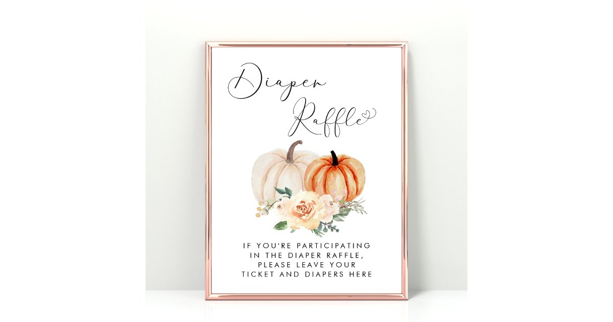 Little Pumpkin Diaper Raffle Baby Shower Poster | Zazzle