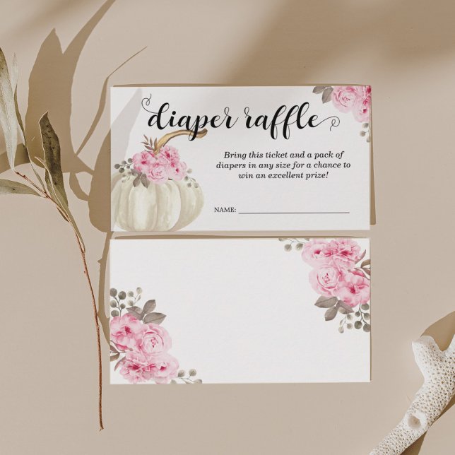 Little Pumpkin Diaper Raffle Pink Floral Enclosure Card (Creator Uploaded)