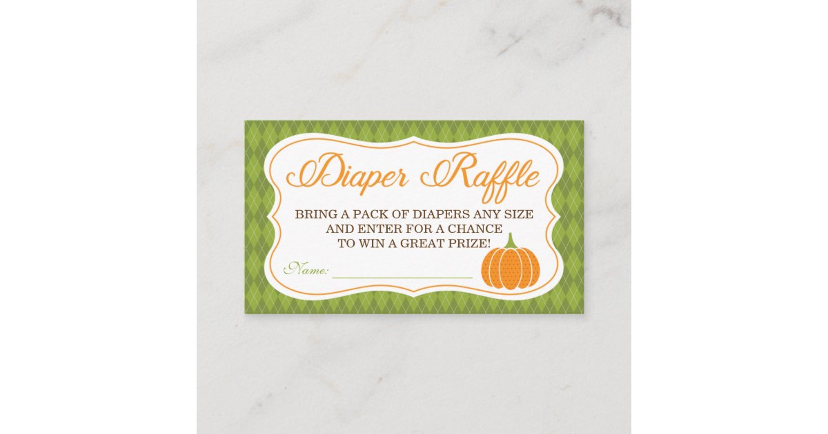 Little Pumpkin Diaper Raffle Ticket Enclosure Card | Zazzle