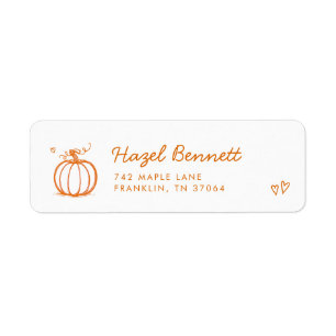 Little Pumpkin Doodle Baby Shower Return Address Label