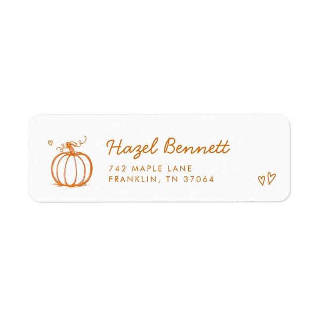 Little Pumpkin Doodle Baby Shower Return Address Label (Front)