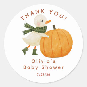 Little Pumpkin Duck Baby Shower Classic Round Sticker