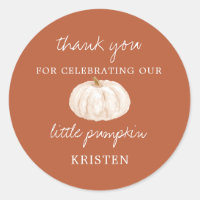 Little Pumpkin Earthy Fall Baby Shower Favor Classic Round Sticker