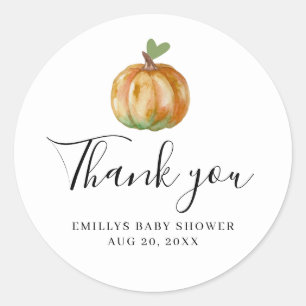 Little Pumpkin Elegant Baby Shower Thank You Classic Round Sticker