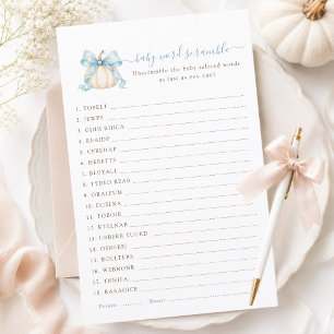 Little Pumpkin Elegant Blue Bow Baby Word Scramble