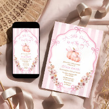 Little Pumpkin Elegant Bow Floral Pink Baby Shower