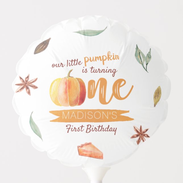 Little Pumpkin Fall 1st Birthday Balloon (Front)