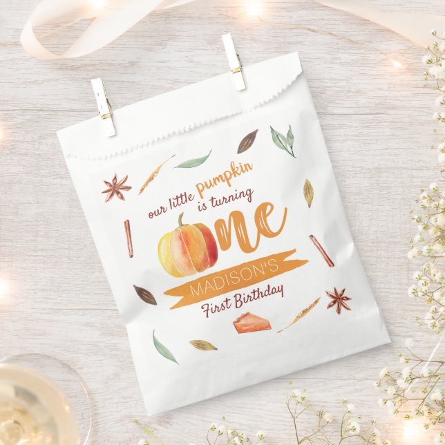 Little Pumpkin Fall 1st Birthday Favor Bag (Clipped)