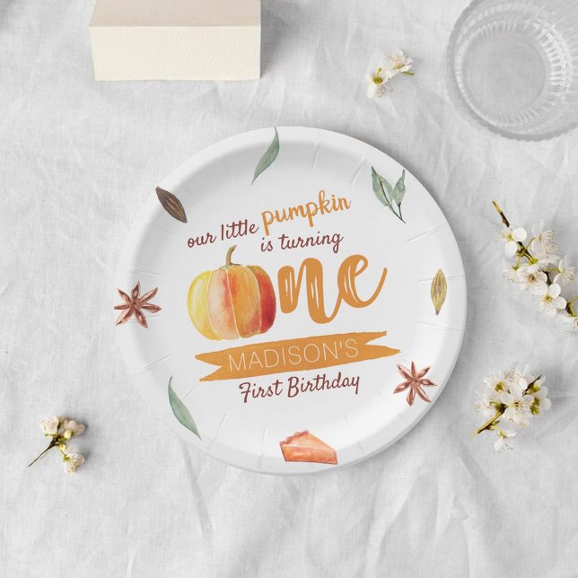 Little Pumpkin Fall 1st Birthday Paper Plates (Creator Uploaded)