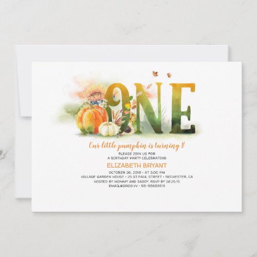 Little Pumpkin Fall 1st Birthday Party Invitation