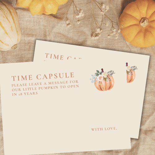 Little Pumpkin Fall 1st Birthday Time Capsule Enclosure Card