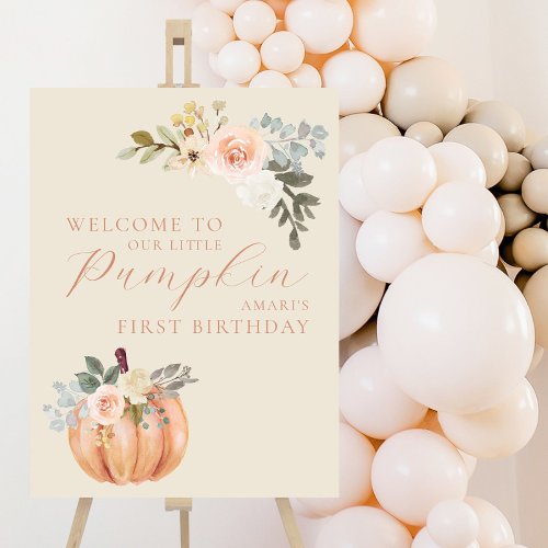Little Pumpkin Fall 1st Birthday Welcome Sign