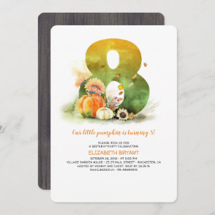 Little Pumpkin Fall 8th Birthday Party Invitation