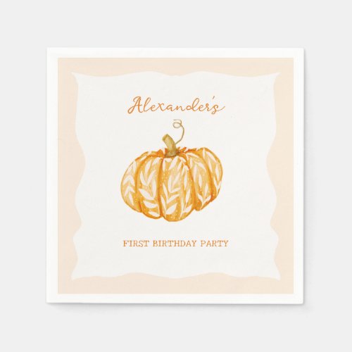 Little Pumpkin Fall Autumn 1st Birthday Party Napkins