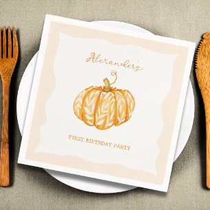 Little Pumpkin Fall Autumn 1st Birthday Party Napkins