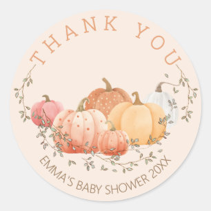 Little Pumpkin Fall Autumn Baby Shower Classic Rou Round Sticker