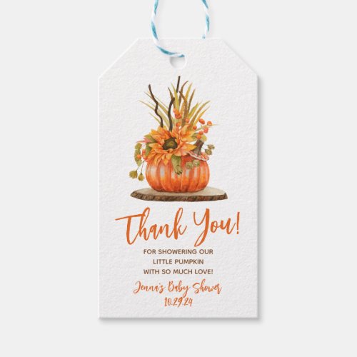 Little Pumpkin Fall Autumn Baby Shower Favor Gi Gift Tags