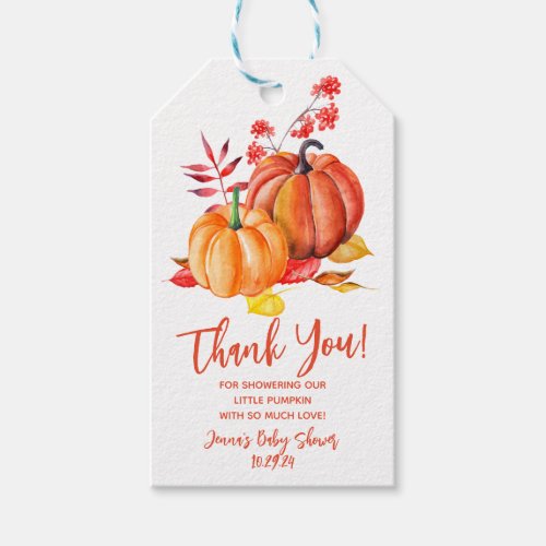 Little Pumpkin Fall Autumn Baby Shower Favor Gift Tags