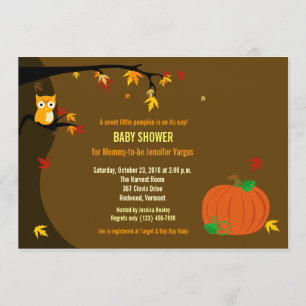 Little Pumpkin Fall Autumn Baby Shower Invitation