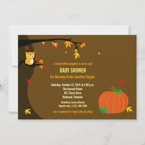 Little Pumpkin Fall Autumn Baby Shower Invitation