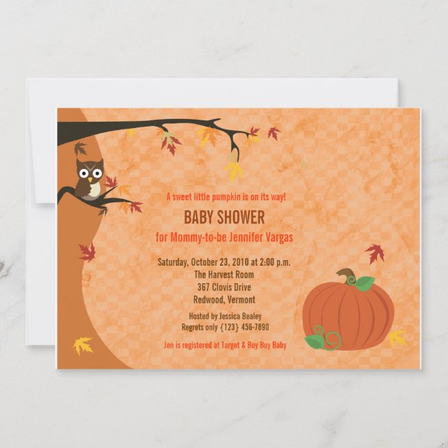 Little Pumpkin Fall Autumn Baby Shower Invitation (Front)