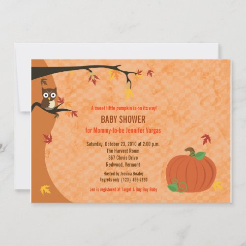 Little Pumpkin Fall Autumn Baby Shower Invitation