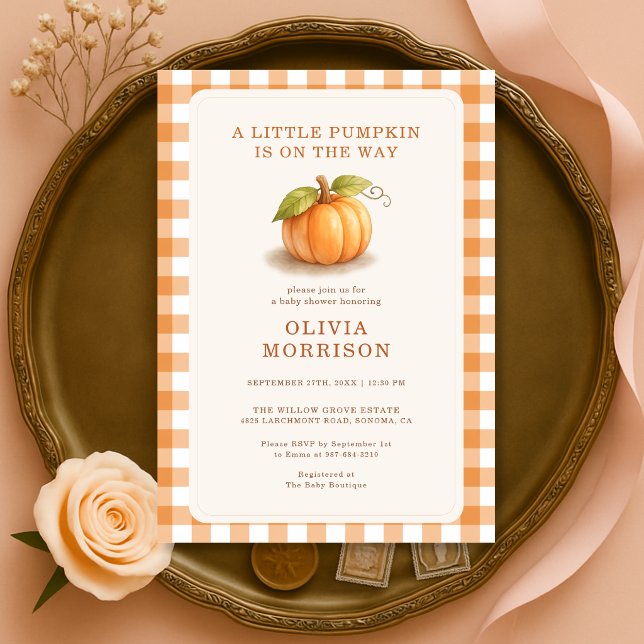 Little Pumpkin Fall Autumn Baby Shower Invitation (Creator Uploaded)