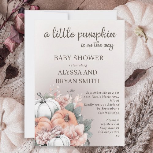 Little Pumpkin Fall Autumn Baby Shower Invitation