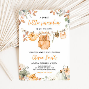 Little Pumpkin Fall Autumn Baby Shower Invitation