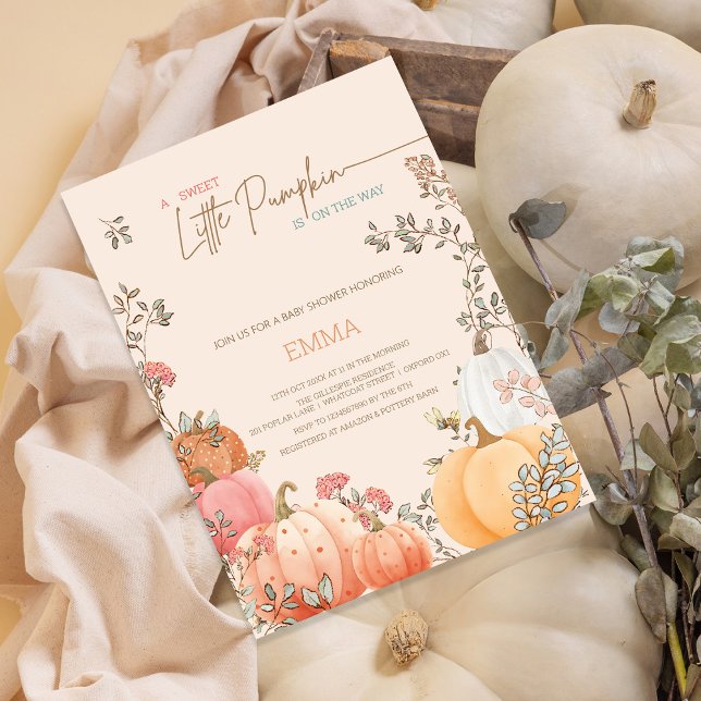 Little Pumpkin Fall Autumn Baby Shower Invitation (Creator Uploaded)