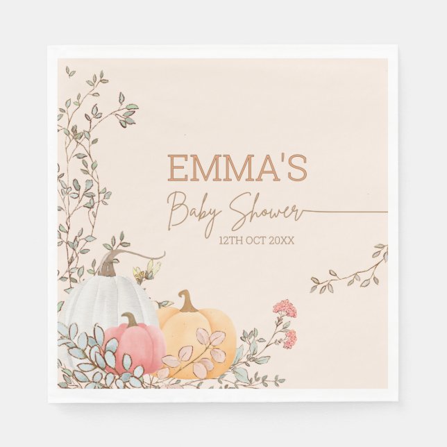 Little Pumpkin Fall Autumn Baby Shower Napkins (Front)