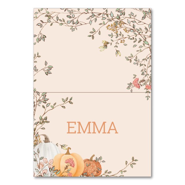 Little Pumpkin Fall Autumn Baby Shower Place Card (Front)