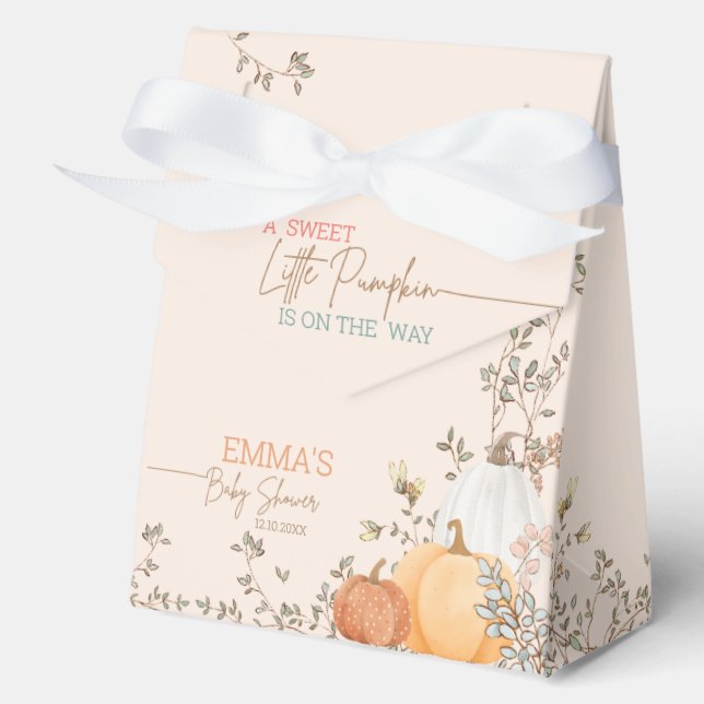 Little Pumpkin Fall Autumn Baby Shower Thank You Favor Boxes (Front)