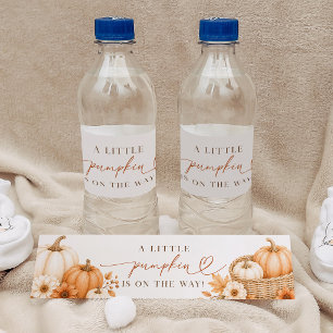Little Pumpkin Fall Autumn Baby Shower Water Bottle Label