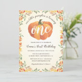 Little Pumpkin Fall Autumn First Birthday Party Invitation (Standing Front)