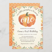 Little Pumpkin Fall Autumn First Birthday Party Invitation (Front/Back)