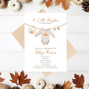 Little Pumpkin Fall Autumn Neutral Baby Shower Invitation