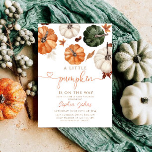Little Pumpkin Fall Autumn Rustic Baby Shower Invitation
