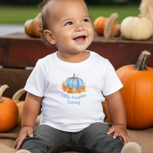 Little Pumpkin Fall Baby Boy Name Baby T_Shirt