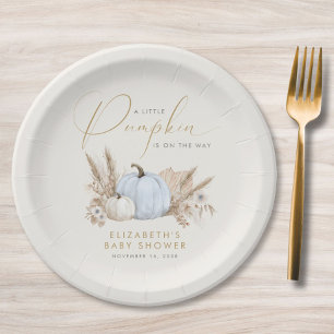 Little Pumpkin Fall Baby Boy Shower Paper Plates